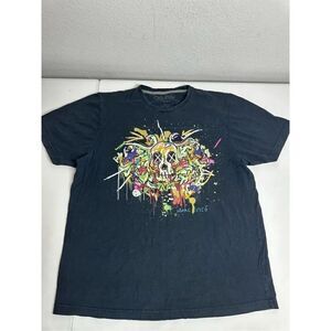 Marc Ecko Black Cotton Men’s Skull Paint T-Shirt Size L